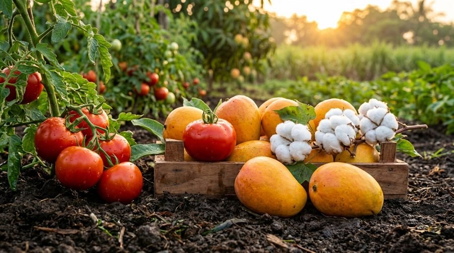 Healthy Harvest Bounty (Tomatoes, Mangoes, Cotton)